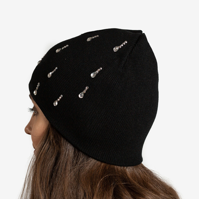 Dámský černý klobouk s kubickou zirkony - Doplňky