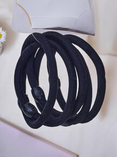 Royalfashion Sada 5 černých gumiček do vlasů Nerov