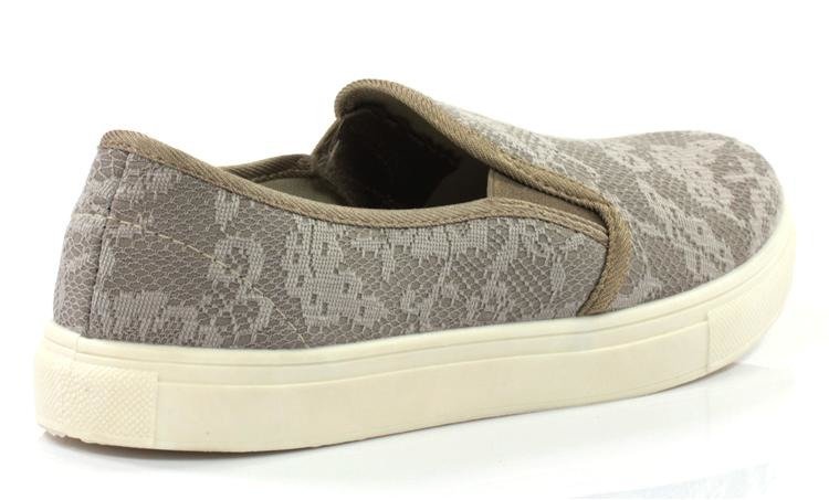 Szare sportowe tenisówki slip on w kwiaty Borona - Obuwie