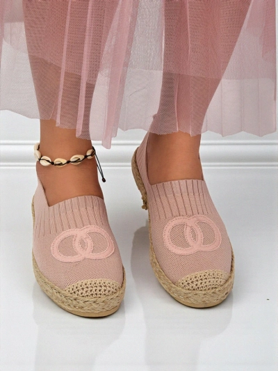 Dámské espadrilky Theodora růžové z semišové ekologické kůže, ploché