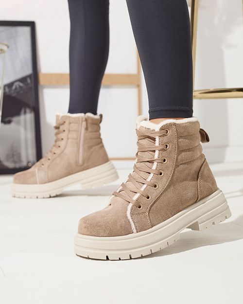 Жіночі утеплені черевики-трапери коричневого кольору Tivica - Взуття