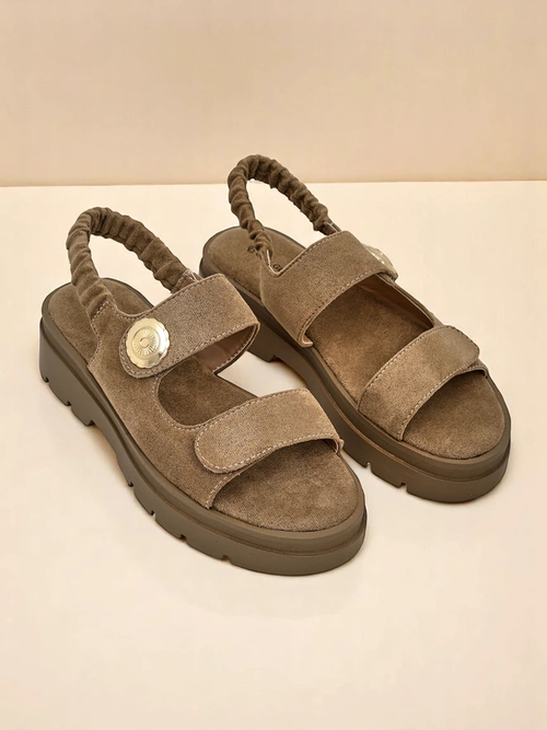 Жіночі сандалі Royalfashion Callisto коричневі екошкіра платформа