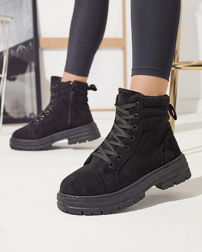 Жіночі утеплені черевики-трапери чорного кольору Tivica - Взуття