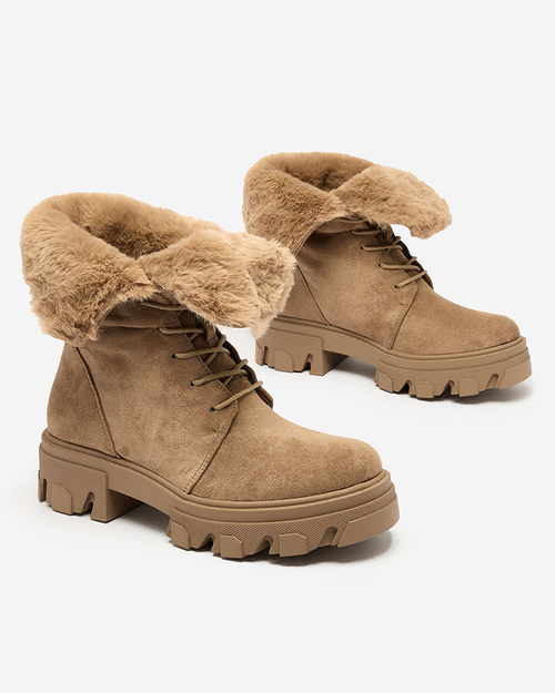 Royalfashion Світло-коричневі жіночі черевики на шнурівці Cavenma