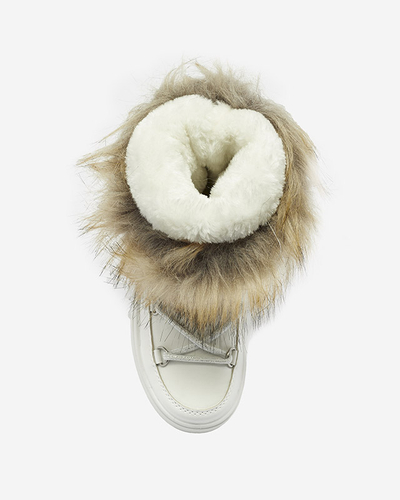 Bílé dětské nazouvací boty a'la snow boots s kožíškem Asika - Obuv