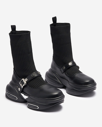 Чорні жіночі спортивні черевики з верхом а'ля носок Folden- Footwear