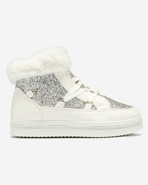 Жіночі білі черевики на шнурівці з паєтками Gesita - Взуття