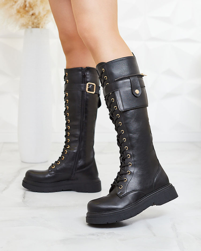 Royalfashion Чорні жіночі високі чоботи Vetera