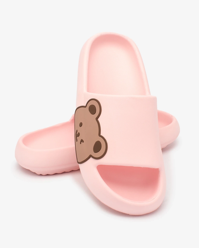 Royalfashion Růžové dámské gumové žabky s medvídkem Páka
