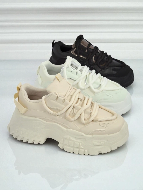 Жіночі бежеві снікерси Athenia з екошкіри на платформі 6,5 см