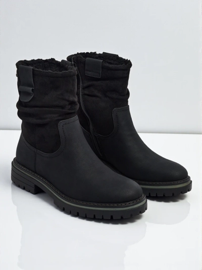 Vyšší dámské eko semišové kotníkové boty Liora