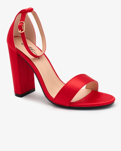 Жіночі босоніжки на високих підборах Royalfashion червоного кольору Umella