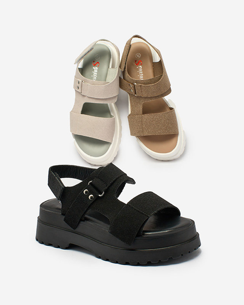 Royalfashion Темно-коричневі жіночі босоніжки на суцільній підошві Rederis