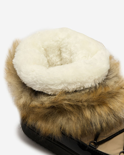 Royalfashion Béžovo-černé nazouvací boty a'la snow boots for women Gomllo
