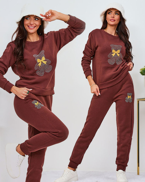 Жіночий утеплений спортивний костюм Royalfashion Brown з принтом