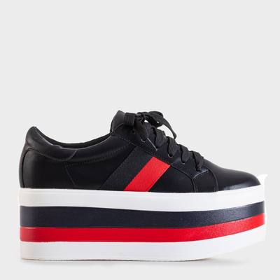 Černé dámské sportovní boty na silné platformě Jemita - Obuv