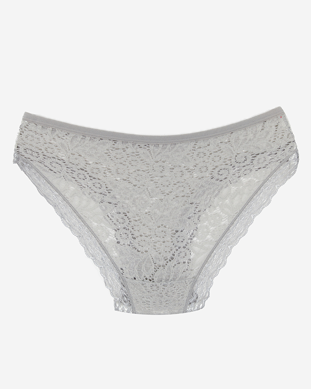 Šedé jednobarevné krajkové kalhotky pro ženy - Spodní prádlo
