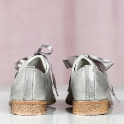 OUTLET Šedé boty se stuhou Zina - Obuv