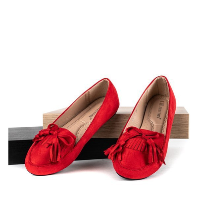 Czerwone baleriny z frędzlami Spring Garden - Obuwie
