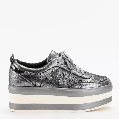 OUTLET Šedé dámské boty na platformě Exira - Obuv