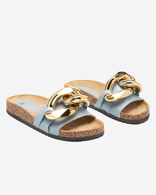 Жіночі блакитні тапочки з декором Sofig-Footwear