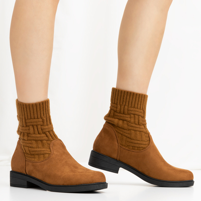 Hnědé dámské boty a'la sock Asencion - Obuv