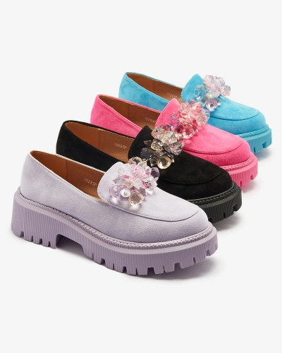 Royalfashion Fuchsiové dámské mokasíny s barevnými korálky Hetika