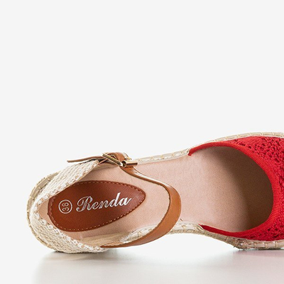Dámské červené klínové sandály a'la espadrilles Oslape - Obuv