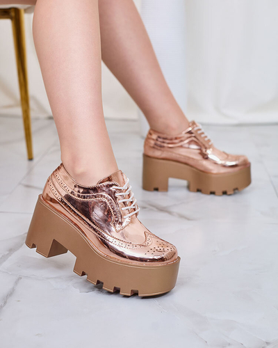 Royalfashion Рожево-золоті жіночі напівчеревики на високих підборах Kiaceas