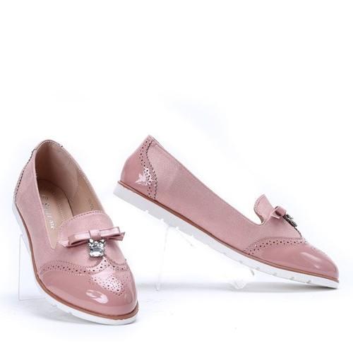 Rożowe mokasyny z cyrkonią Louise - Obuwie