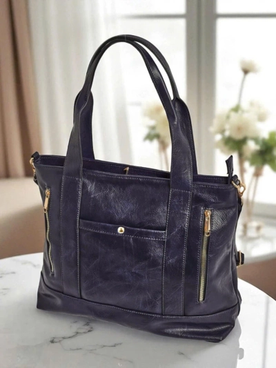 Жіноча сумка Calista Classica синя з екологічної шкіри 47x30 см