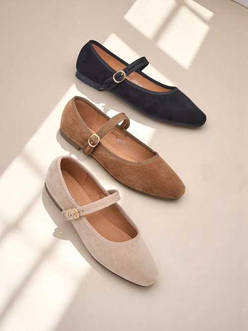 Royalfashion жіночі балетні туфлі з еко-замші з ремінцем Ernie