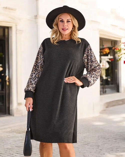 Жіноча тканинна сукня Royalfashion з декоративними рукавами РОЗМІР ПЛЮС