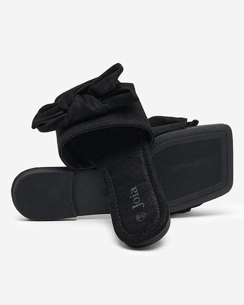 Чорні жіночі шльопанці з бантом Kelisso