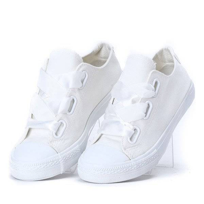 OUTLET Bílé tenisky svázané stuhou Larissa - Obuv