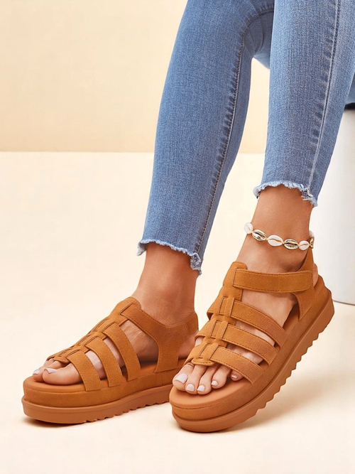 Жіночі сандалі Callista Camel на платформі Royalfashion екологічна шкіра