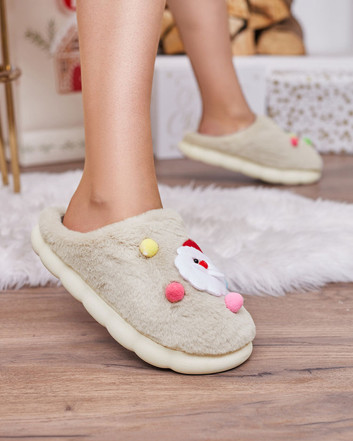 Різдвяні жіночі капці Royalfashion бежеві Fertemse