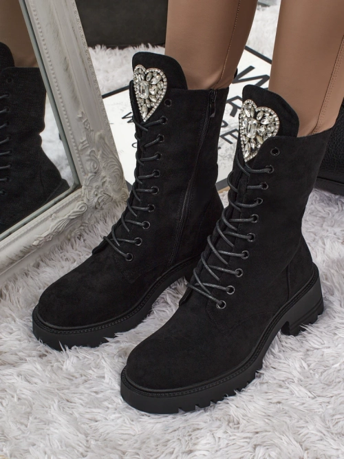 Еко замшеві шнуровані жіночі ботільйони Emelune