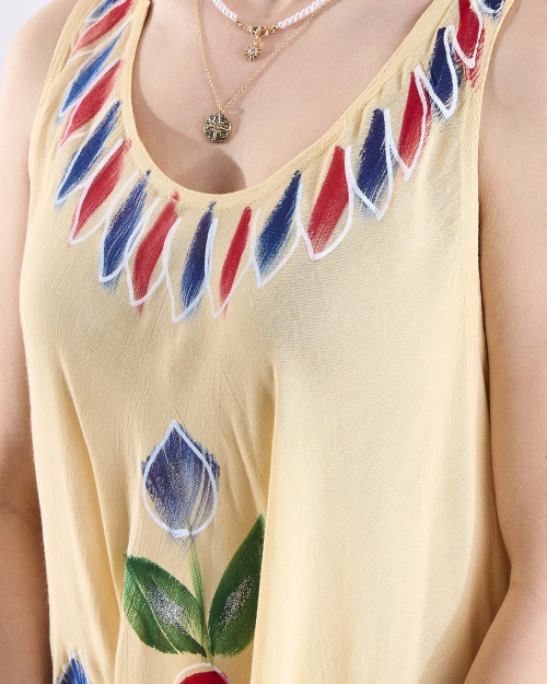 Бежеве жіноче візерункове покривало платтяного типу з принтом - Одяг