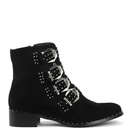 Botki zamszowe na słupku - Obuwie