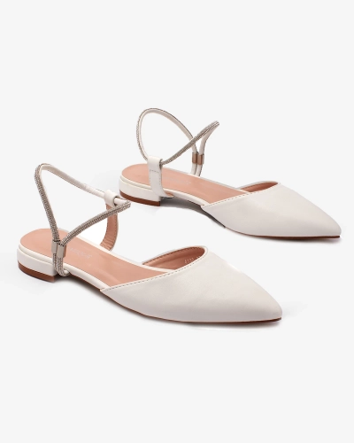 Royalfashion Білі жіночі босоніжки на плоскому каблуці з блискучою підошвою