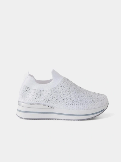 Royalfashion Dámské slip-on sportovní boty z textilu s kamínky Adeq