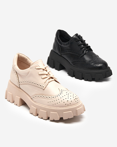 Бежеві жіночі черевики на шнурівці Uneri