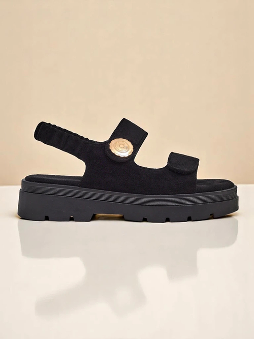 Сандалі жіночі Royalfashion Anthea Nero – чорна замша, платформа 5 см