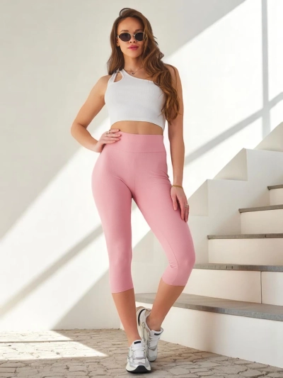 Royalfashion Dámské žebrované 3/4 legíny z bavlny