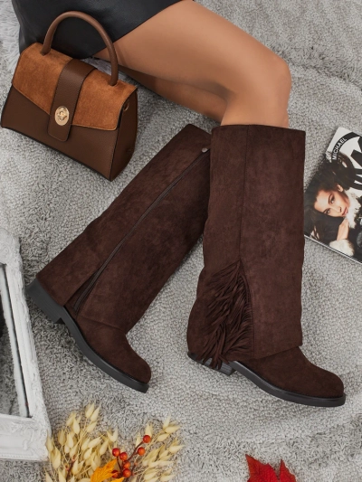 Dámské kozačky eko semišové se svrškem Ismara