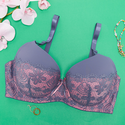 Синій жіночий мереживний бюстгальтер