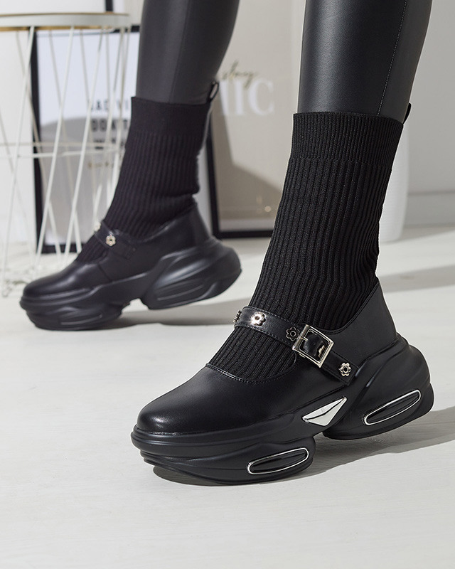 Černé dámské sportovní boty se svrškem a'la sock Folden- Obuv