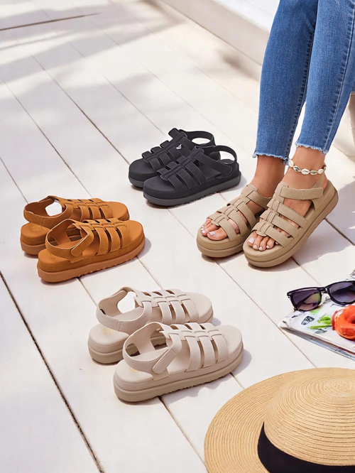 Жіночі сандалі Royalfashion Helena Classico платформа світло-коричневий