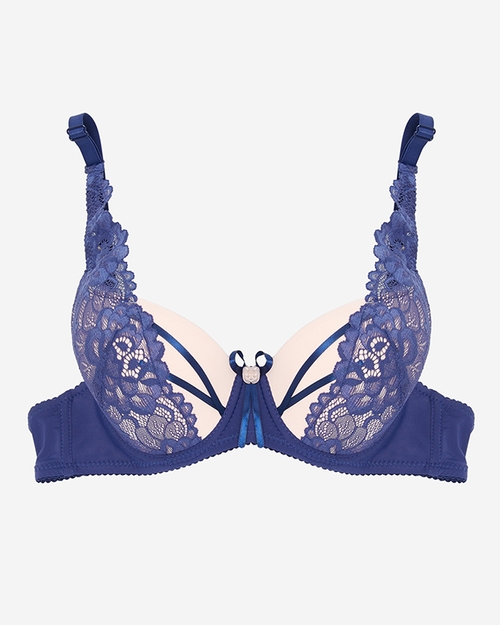 Жіночий рожевий бюстгальтер з темно-синім мереживом - Нижня білизна